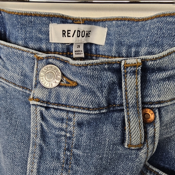 Redone 70s Stove Pipe High Rise Rodeo Indigo With Hole New With Tags Size 29 - Picture 5 of 6